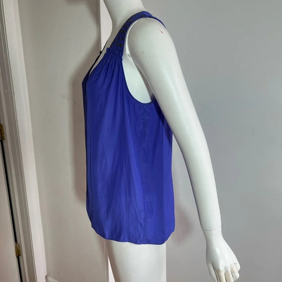 Ramy Brook Women Electric Blue Satin V-neck Sleeveless Blouse Top Size S/P - Picture 3 of 10